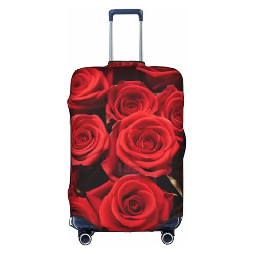 Red Rose Printed Luggage Cover Elastic, Washable, Universal Fit 18-32 Inch Travel Suitcase Cover Easy To Identify
