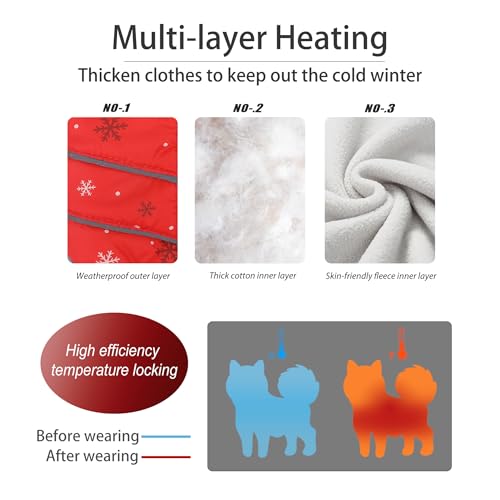 Mitili Warme Hundemantel Wasserdicht mit Geschirr, Reflektierend Hundejacke Winter für Kleine und Mittlere Hunde, Winddichte Hunde Wintermantel, Outdoor Hundeweste (Schneeflocke, M)