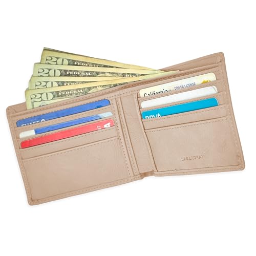 LaserGram Faux Leather Bi-Fold Wallet, Hecho En Puebla, Personalized Engraving Included (Beige)3