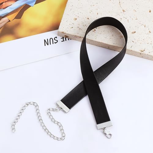 Telooco Teleco Leder Halsband Damen Choker Schwarz Trachtenkette Damen Halloween Gothic Punk Lederhalsband Enganliegend Verstellbare Kropfband Trachtenschmuck für Karneval Halloween Cosplay