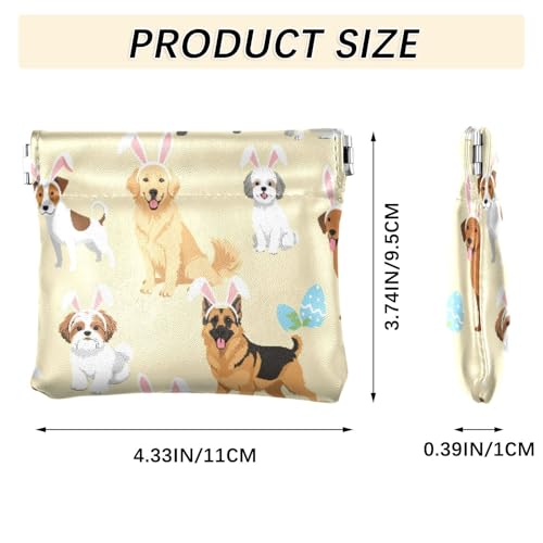 Easter Dogs Bunnies Coin Purse Leather Pouch Change Purse, Squeeze Coin Pouch for Cards, Keys & Lipsticks, Unisex3