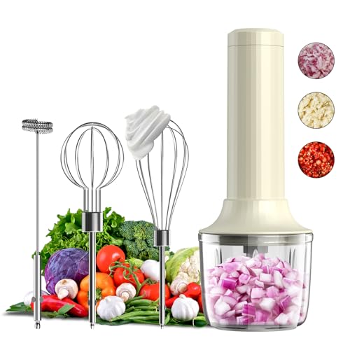 Akku-Handmixer MixgoII, Elektrischer Schneebesen & Milchaufschäumer, Mini Mixer, wiederaufladbarer Handmixer und Schnurrhaar, Küchenmaschine zum Kochen, Lebensmittelzerkleinerer