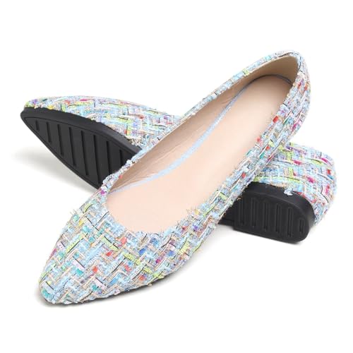 Image of Dear Time Women's Flats Pointed Toe Comfortable Dressy Multicolored Slip On Loafer Flats for Work