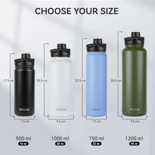 MURBONE Insulated 1L Water Bottle - Stainless Steel Drink Flask with Straw, BPA-Free, Leakproof Double-Walled Vacuum Design, Green Blue Gradient - Image 5