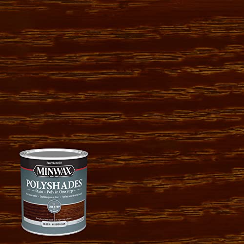 Minwax 614850444 PolyShades - Stain & Polyurethane in 1 Step, Quart, Mission Oak, Gloss