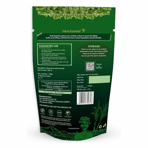 Image of Herb Essential Henna Powder for hair 100g (Pack of 2) | Natural Henna for Hair Color & Growth, Chemical-Free, No Preservatives, For Men & Women, Strength & Shine Hair Care