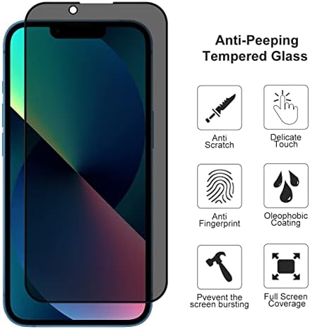 Supreme Privacy Screen Protector for iPhone 13 Pro Max, Edge to Edge Full Coverage, 9H Hardness [Easy Installation, Bubble Free, Case Friendly] Anti Spy Tempered Glass Film for 13 Pro Max