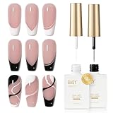 GAOY Gel Nail Polish Art Liner Set, White and Black 2Pcs 12ml Classic Colors Nail Paint Design with Thin Brush, UV Light Cure for DIY French Manicure at Home