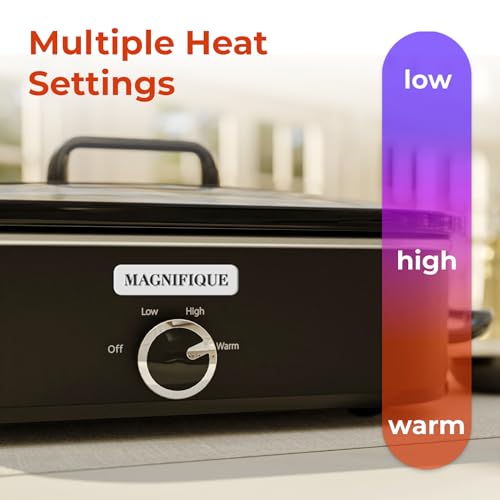 [NEW] MAGNIFIQUE 4-Quart Slow Cooker with Casserole Manual Warm Setting - Perfect Kitchen Small Appliance for Family Dinners, Dishwasher Safe Crock, Black - Thumbnail 4