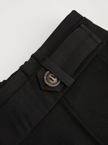 CIDER Mid Rise Elastic Waist Pocket Pleated Straight Leg Trousers2