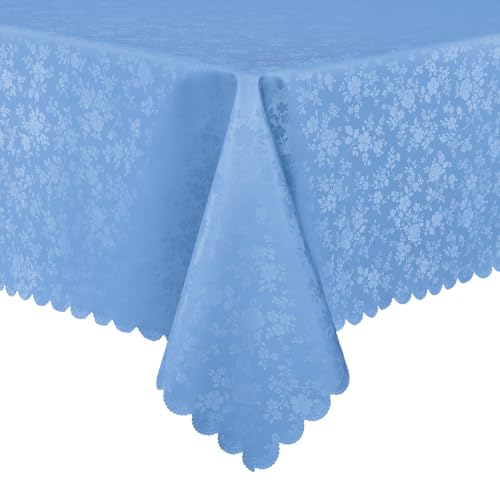 Image of Smiry Rectangle Table Cloth, Waterproof Heavy Duty Vinyl Tablecloths, Wipeable Washable Table Cover for Kitchen and Dining Room (Baby Blue, 60 inch X 102 inch)