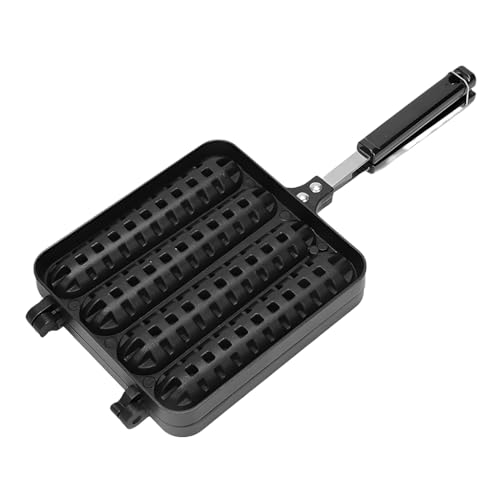 Image of Supvox Double-Sided Stovetop Grill for Mini Waffles, Sausage & Batter-Coated Snacks, Nonstick Rectangular Grid, Flip Pan for Camping, Breakfast, and Party Treats