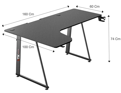 ZStyle Gaming bureau Computer Desk Carbon casque Holder Laptop Glass Gaming Cable Management Ergonomic Gamer. – Image 4