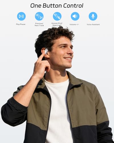 Image of SANOTO Open Ear Earbuds, Bluetooth Headphones with Smart Digital Display, Open Ear Headphones with Ear Hooks, 50H Playtime, Touch Control, ENC Mic, Wireless Earbuds for Workout Travel Working