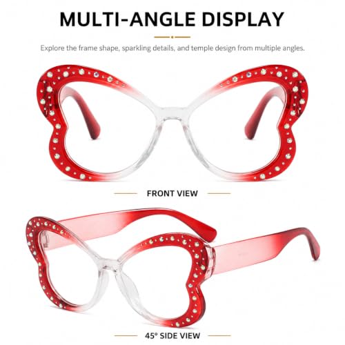 Image of Butterfly Shape Glasses for Women Retro Clear Flat Lens