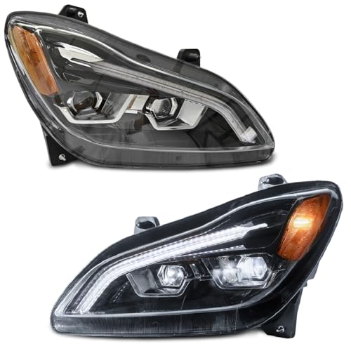 Truckingmann Pair Full LED Headlights fits for Kenworth T680 2022 2023 2024 Replacement Left Side & Right Side [Included All Bulbs] Projector Low Beam High Beam Headlights Assembly DOT SAE Approved