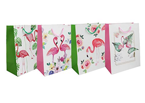 Emartbuy Set of 4 Luxury Gift Bag Strong Laminated Paper Mixed Colours 31 x 42 x 12 cm - Flamingo