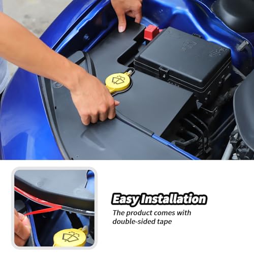 Image of JeCar Black Windshield Washer Tank Engine Bay Dust Cover Accessories for Dodge Charger 2011+ & Challenger 2015+