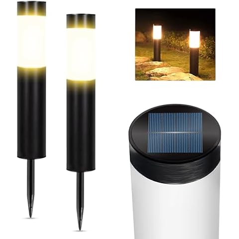 Premium Solar Pathway Lights Outdoor | Bright Solar Garden Lights | 15 Hrs Dusk to Dawn Solar Yard Lights for Lawn, Walkway, Driveway | Luxury Landscape Path Lights | Auto On/Off, Waterproof (2 Pack) Cover
