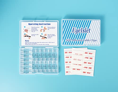 Clipes de cabo autoadesivos organizadores para gerenciamento de cabos, pacote com 20, 0.27 inch, Tra