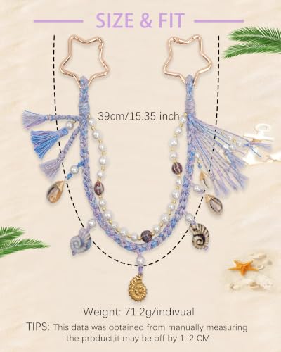 Image of Ocean Bag Charm, Pearl Braided Shell Keychain with Star Clasp