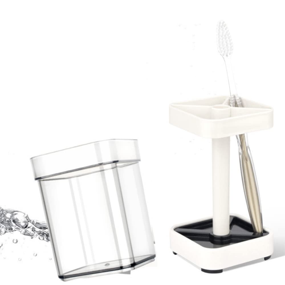 3 uds Soporte para Cepillo de Dientes con Taza para Cepillo de Dientes con Tapa, Soporte de plástico para Cepillo de Dientes de baño para Pasta de Dientes y Accesorios de baño