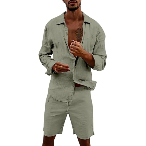 Chemise d'été décontractée manches longues en coton respirant homme