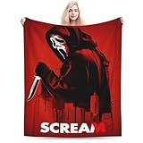 Super Soft Throw Blanket Halloween Horror Movie Blanket Screams Ghost-Face Blankets Bed Couch Decor for Men Women Adult Nap Bedroom Office Sofa Living Room Bedroom 60x50 in