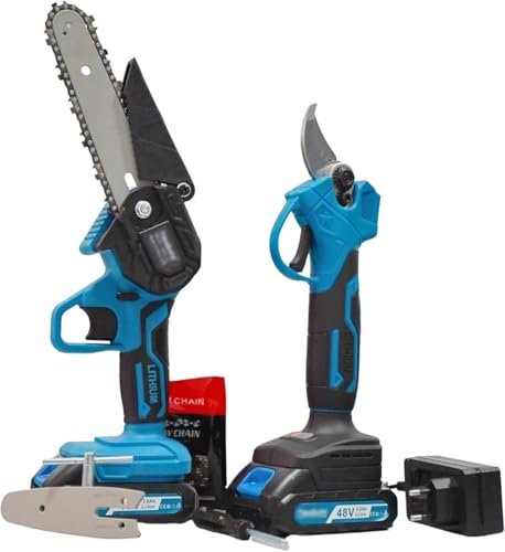 SQUADO Set Professionale 2-in-1 per Potatura, Motosega e Forbici Elettriche