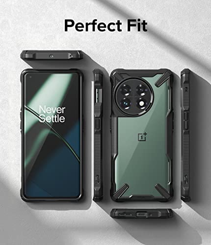 Image of Ringke Fusion-X Compatible with OnePlus 11 5G Case Cover Transparent Hard PC Back Soft Flexible TPU Bumper Scratch Resistant Shockproof Protection OnePlus 11 Back Cover - Black (Not for 11R)