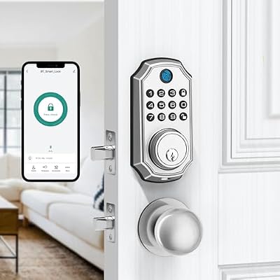 LOCK&SOLVER Keypad Door Lock with Handle, Smart Locks for Front Door, Keyless Entry Doorlock, Deadbolt Lock with Handle Set, App Remote Control, Easy Install with Video Guide, Rust-Resistant Zinc