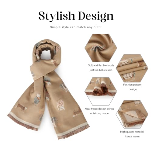 Sumato Scarf for Women Fall Winter Shawl Wraps Long Women Scarves Warm Soft Cashmere Feel Classic Cat Style4