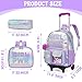 HTgroce Rolling Backpack with Wheel,School Backpack for Kids Girl Roller Schoolbag Wheeled Backpacks Set Carry-on Luggage,Purple