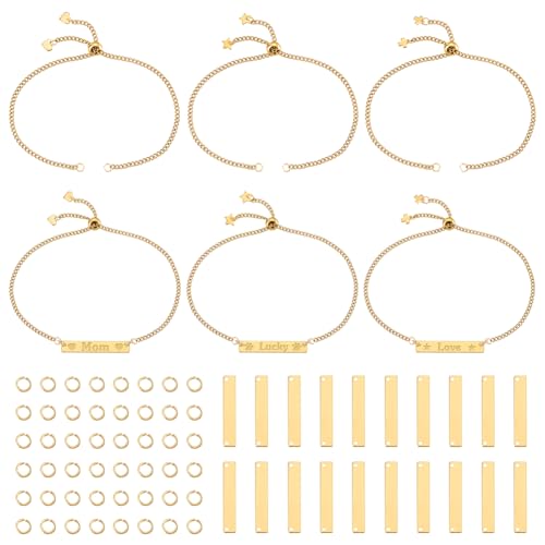 Étiquettes à graver dorées et kit de bracelet pour créer un cadeau personnalisé