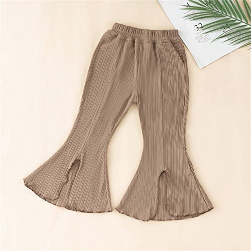 Toddler Baby Girl Ruffle Ripped Flare Jeans Stretchy Bell Bottom Pants Ripped Denim Trousers Gray Flared Leggings2