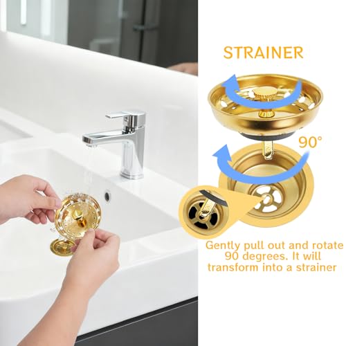 10 piezas Colador de fregadero de cocina 3-1/2 pulg acero inoxidable dorado miniatura 3