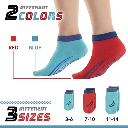 Upper Bounce® Non-Slip Trampoline Ankle Socks - Twin Pack Red/Blue for Kids Ages 3 to 6 Years2