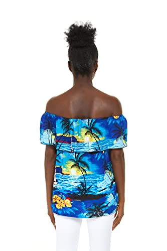 Image of Hawaii Hangover Family Matching Hawaiian Clothes, Sunset Blue | Family matching Hawaiian outfits, Sunset Blue, lightweight rayon, machine washable, tropical print, luaus, cruises