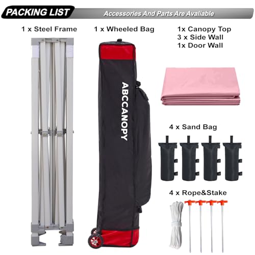 Image of ABCCANOPY Commercial Pop Up Canopy Tent with Sidewalls 10X15,Pink