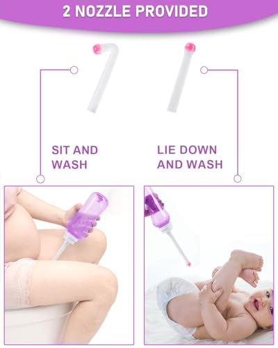 Image of Peri Bottle for Travel Bidet - Care,Portable Travel Squeeze Bottle Bidet for Women Personal Hygiene Cleaning,2 Tubes for Baby Mom and 16.9OZ (Purple)
