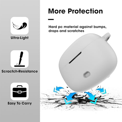 Image of Sounce Earphone Case Cover Compatible for Boat Nirvana Ion, Soft Silicone Skin Case Cover Shock-Absorbing Protective Case with Keychain [Front LED Visible](Grey)