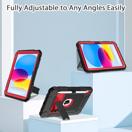 Coque iPad 11 / 10e génération antichoc avec support et porte-stylet noir rouge - 3