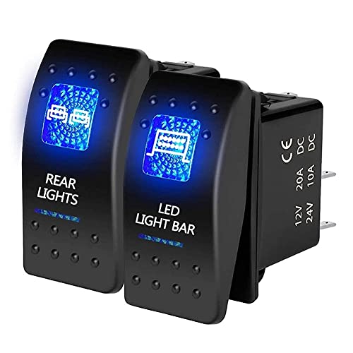 DuzLink Interrupteur à bascule UTV LED 3 broches compatible avec Polaris RZR Ranger 570-1000 XP SXS Maverick X3 Pioneer ATV avec câble de démarrage arrière universel + ensemble de barre Cover