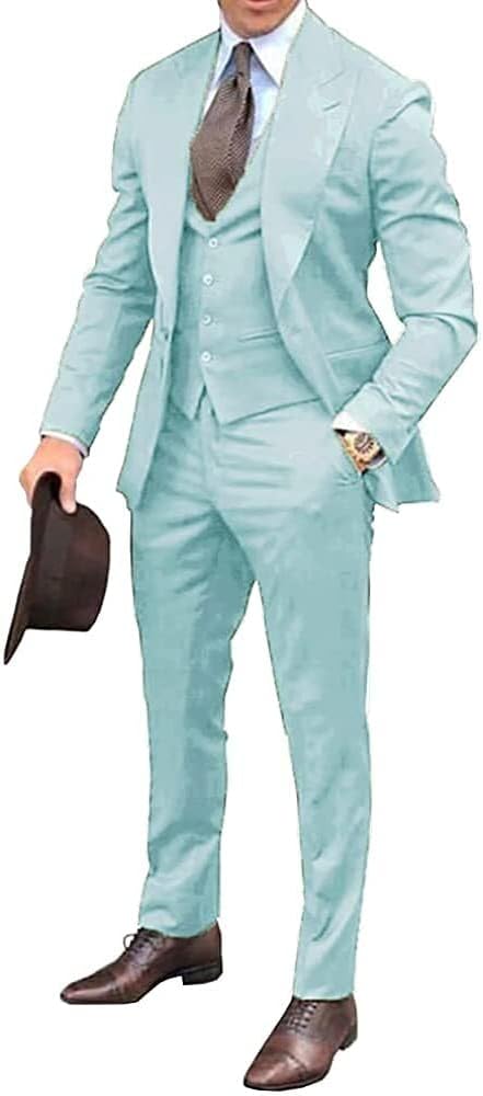 Men's Groomsmen Slim Fit Suits Tuxedos 3 Pieces for Wedding Casual Business Blazer Sets HRX11