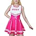 Littleforbig Women Sleeveless Overall Cheer Sissy Faux Leather Bodycon Mini Dress Skirt Hot Pink M