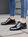 Womens Brogue Oxford Shoes Pointed Toe Lace Up Chunky Block Heel Fashion Patchwork Vintage Style Comfortable Flat Pumps for Office Work Casual Outfits Retro British Look (11,Black)