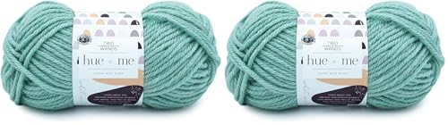 Image of Lion Brand Hue + Me Yarn for Knitting, Crocheting, and Crafting, Bulky and Thick, Soft Acrylic and Wool Yarn, Sea Glass, (2-Pack)