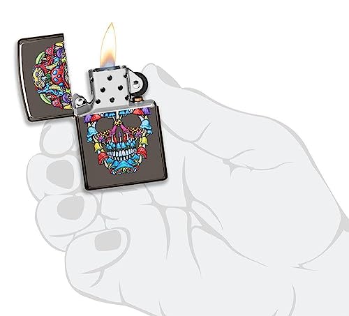 Image of Zippo Skull Design Multicolour Windproof Pocket Fuel Lighter, BIS Certified