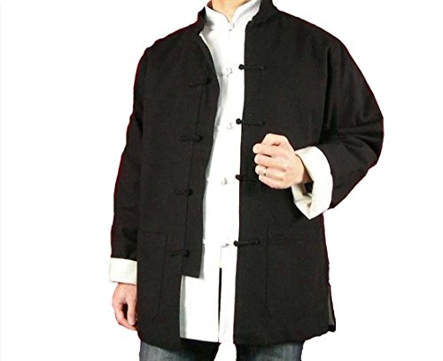 Lin Premium Col Mao Veste Noire Tai Chi Arts Martiaux Blouson Homme Tailleur #101