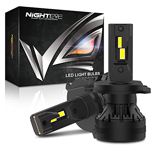 NIGHTEYE H4/9003/HB2 LED Headlight Bulbs 26000LM,120W 800% Brightness,LED High and Low Beam Headlights Conversion Kit,Plug and Play,6500K Cool White IP68 Waterproof,Pack of 2